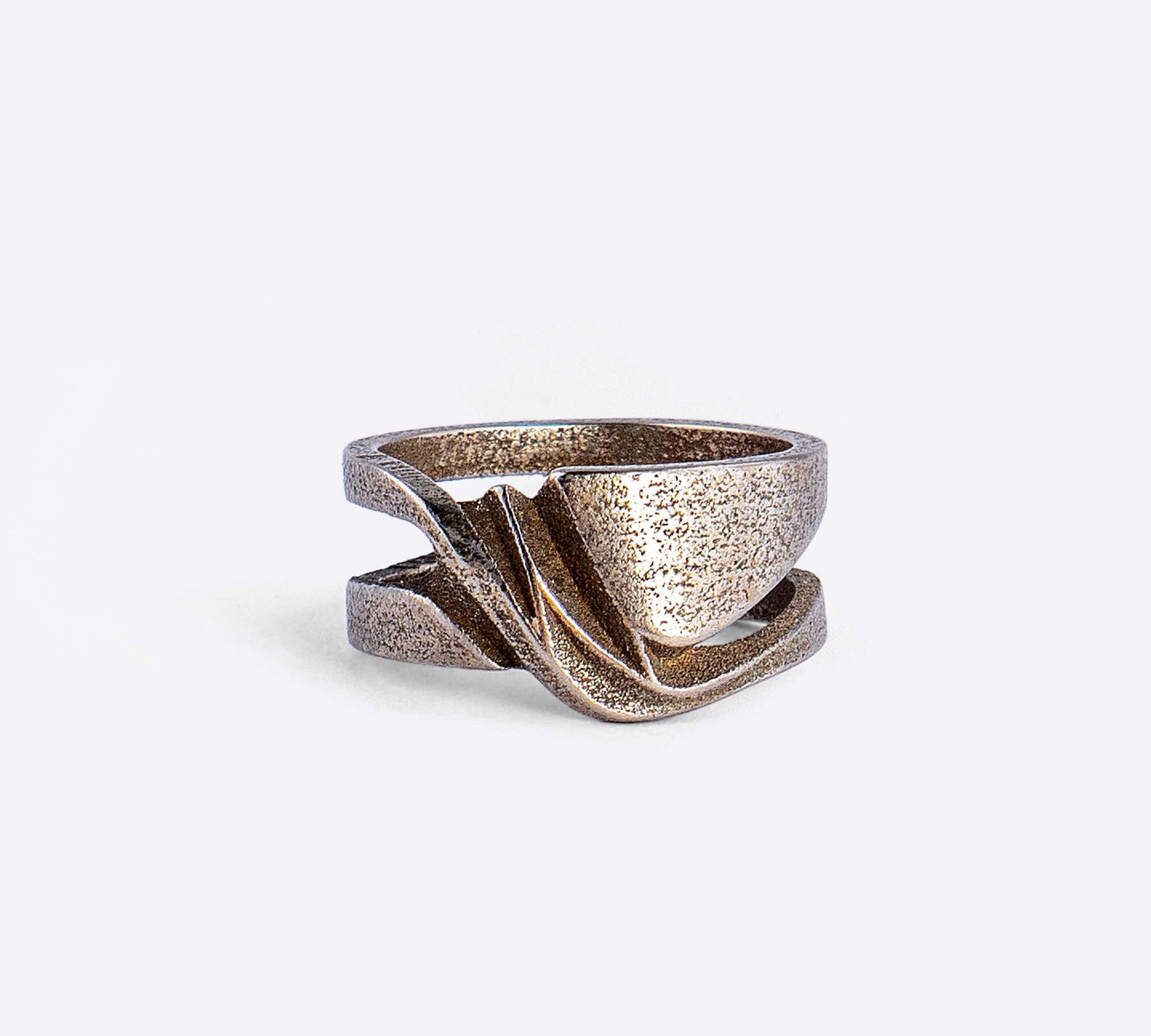 Velum Steel Ring with drapery-inspired curved design in bronze stainless steel