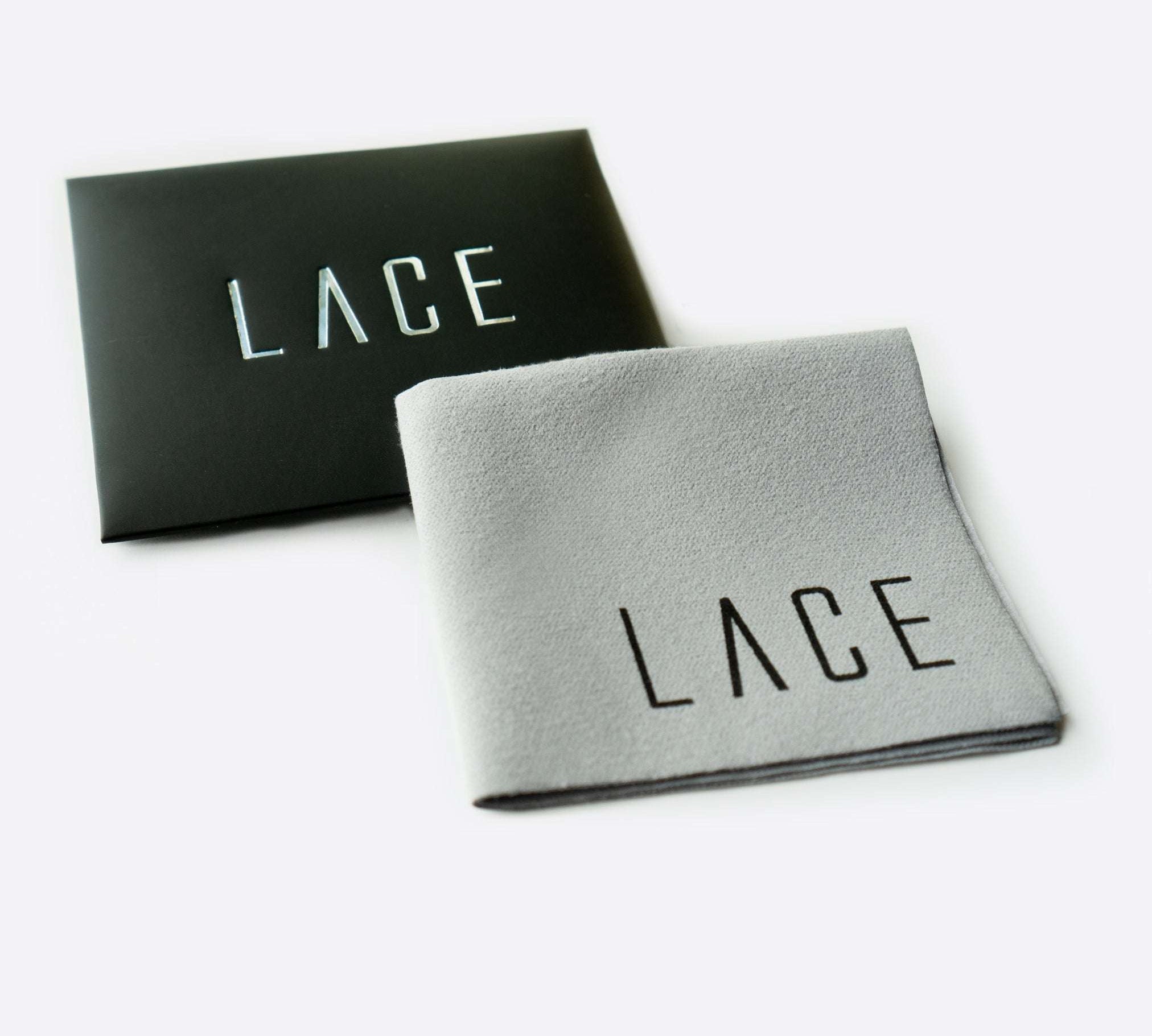 Jewelry Polishing Cloth by LACE made of ultra-soft microfiber for gentle tarnish and fingerprint removal with polishing agent, compact and portable