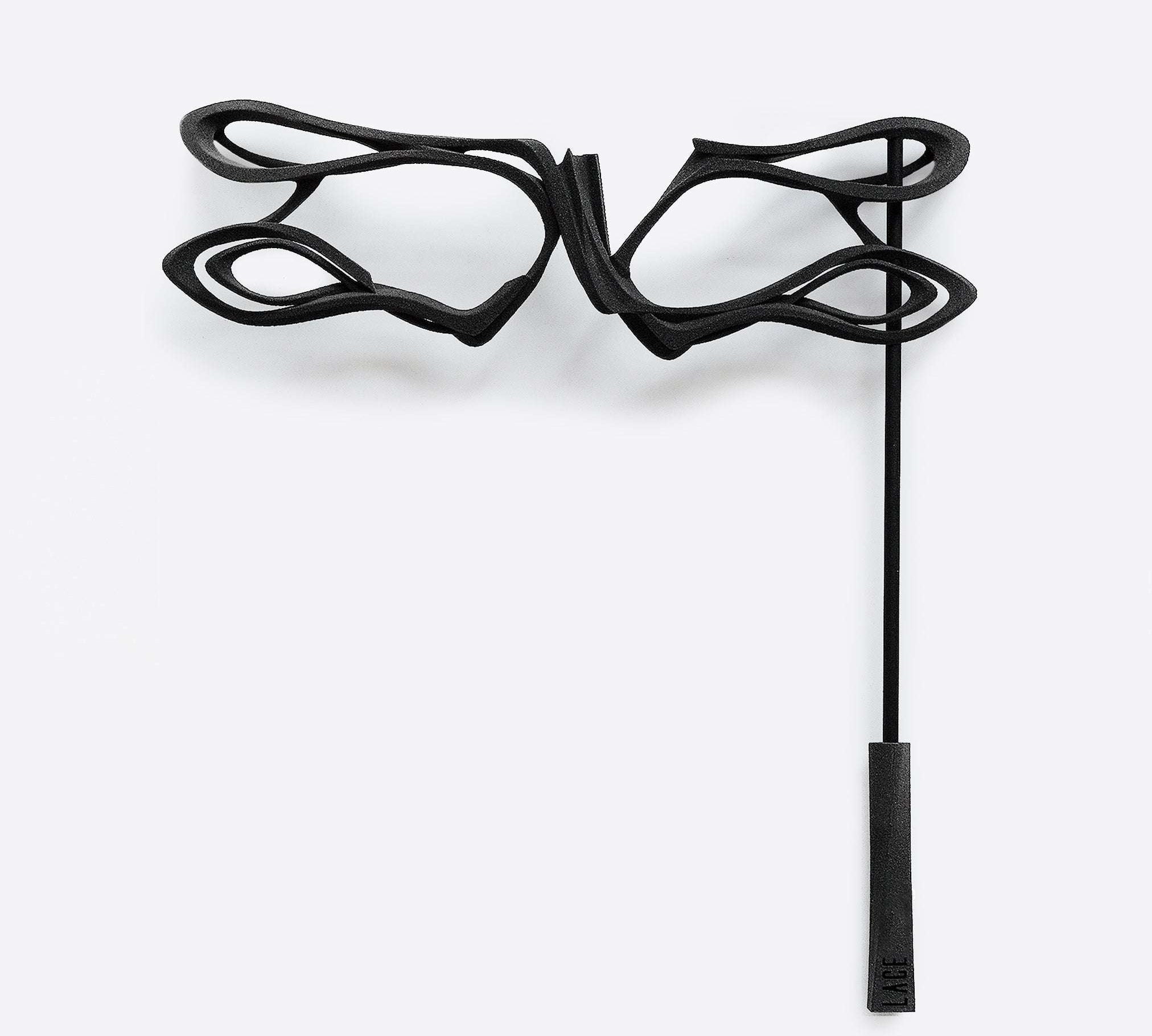 LACE's exquisite 3D-printed gray nylon masquerade mask with intricate linework and precision edge detailing