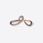 Hydra Diamond Ring in 14K gold with oval loop and 0.08ct brilliant diamonds in cherry wood box