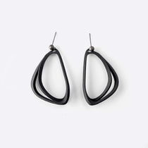 Aura Carbon lightweight 3D printed carbon fiber hoop earrings with angled loop design
