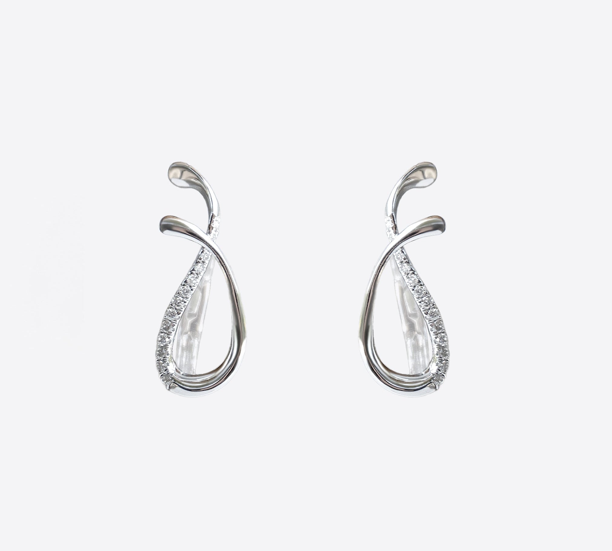 Mira Diamond Earrings in 14K gold with pavé diamonds, sculptural raindrop design
