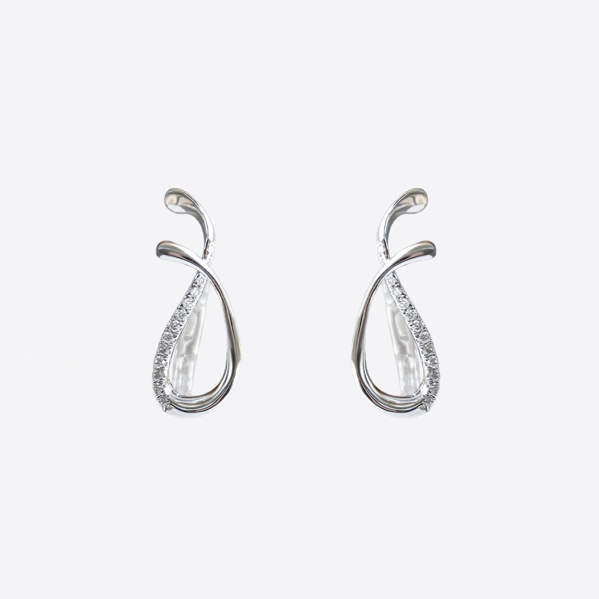 Mira Diamond Earrings in 14K gold with pavé diamonds, sculptural raindrop design