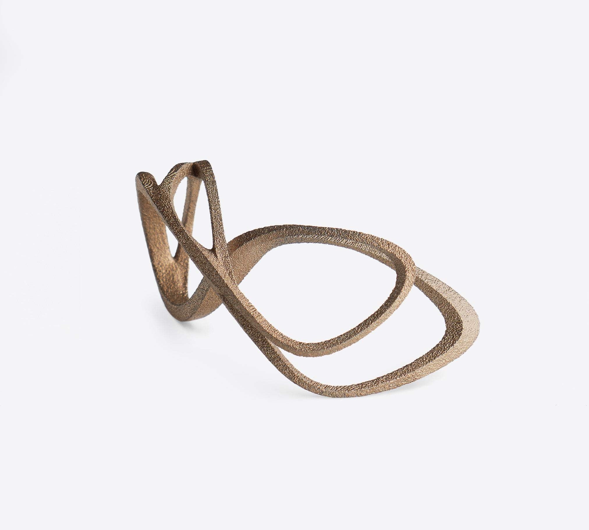 Mobius Bold Steel Ring matte finish textured bronze elliptical design