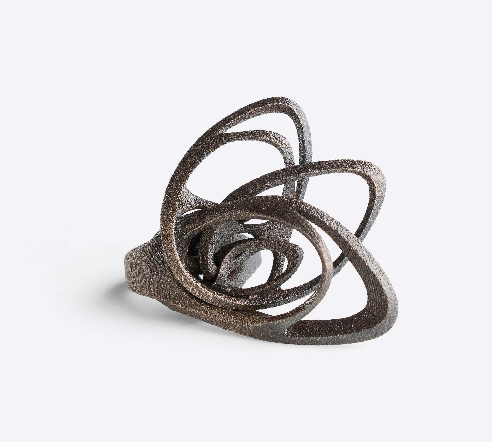 Papilio Steel Ring Bold Matte finish industrial textured elliptical petals design