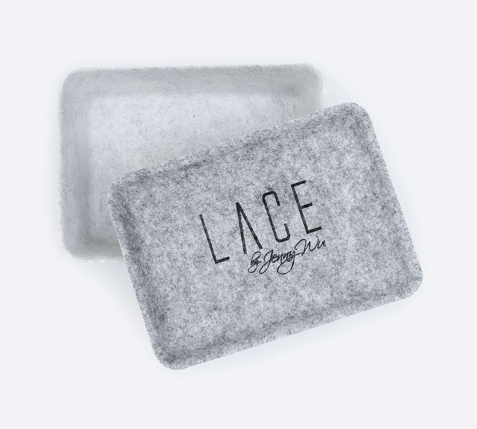 LACE Felt Jewelry Box light gray felt with detachable lid and modern minimalist design