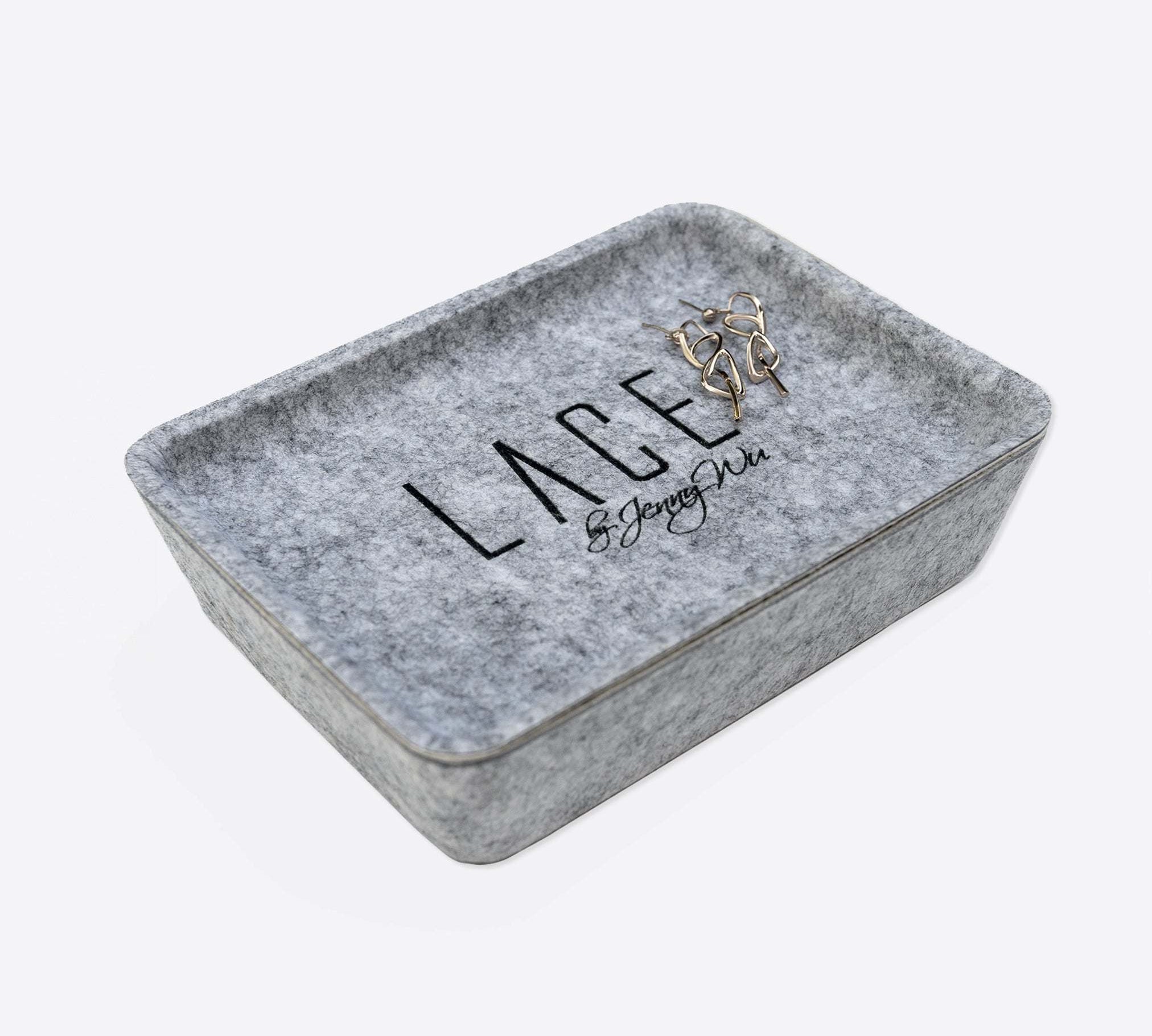 LACE Felt Jewelry Box light gray felt with detachable lid and modern design for storing jewelry and accessories
