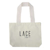 Beige LACE Tote Bag made of 100% cotton canvas with sturdy wide straps for everyday use