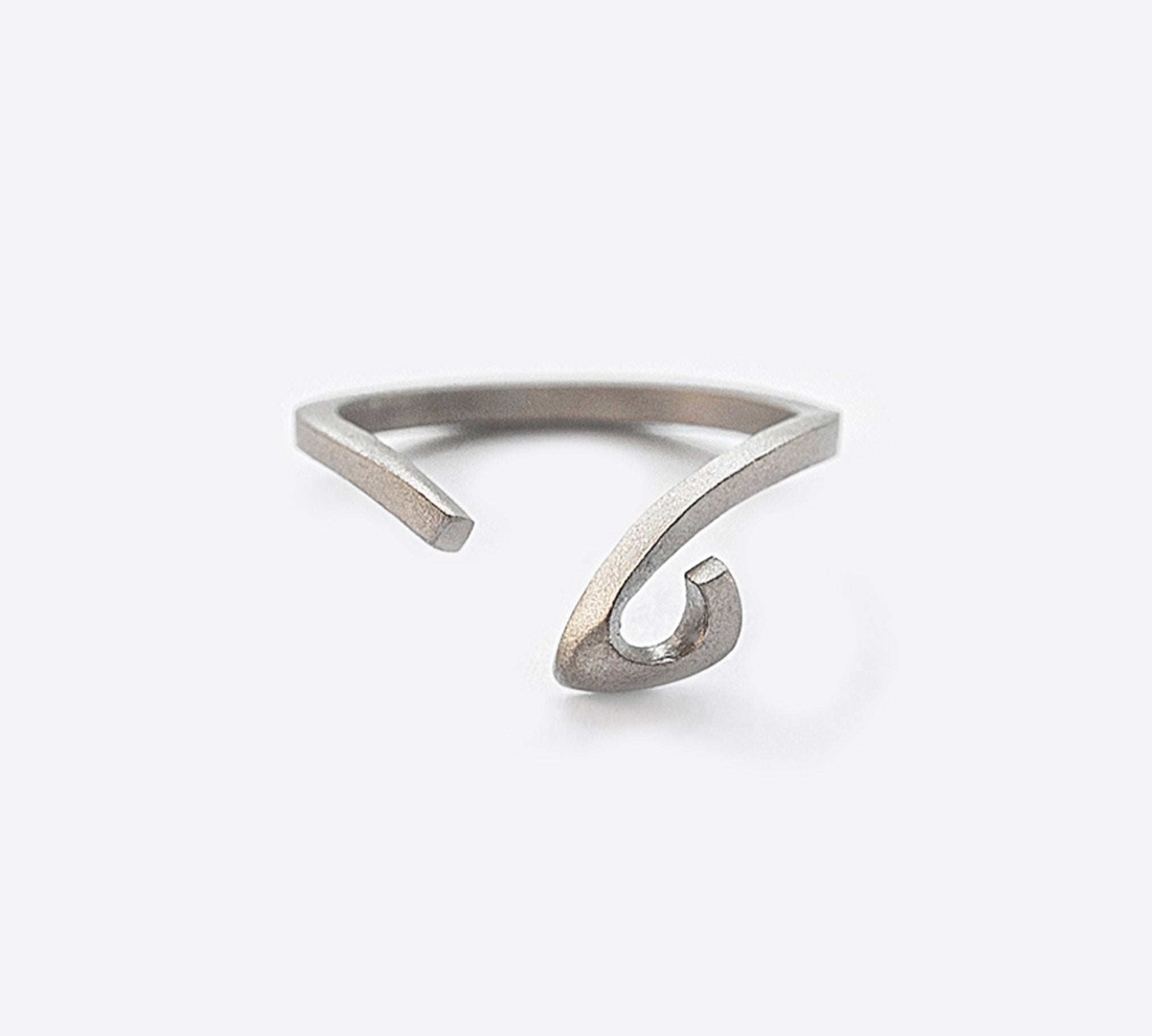 Hydra Stainless Steel Ring with open curved design and sculpted oval loop