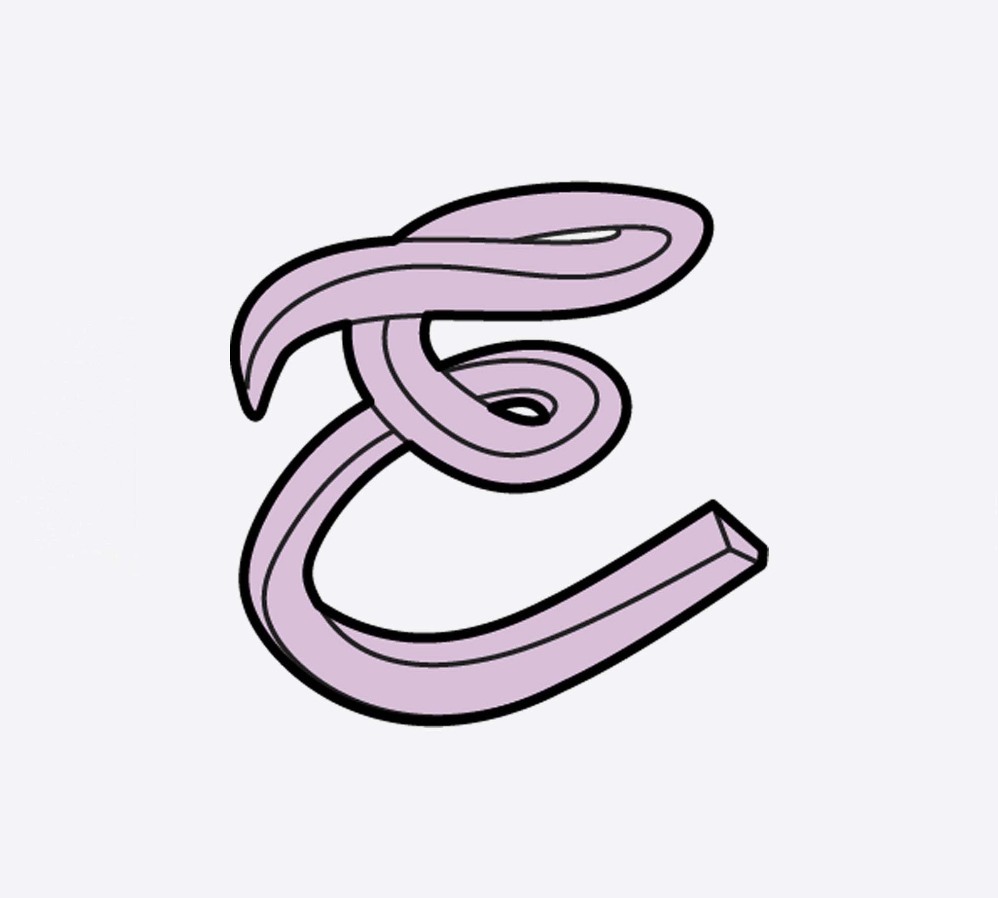 LACE Heat-Press Sticker in violet color displaying stylized letter E for tote bag personalization