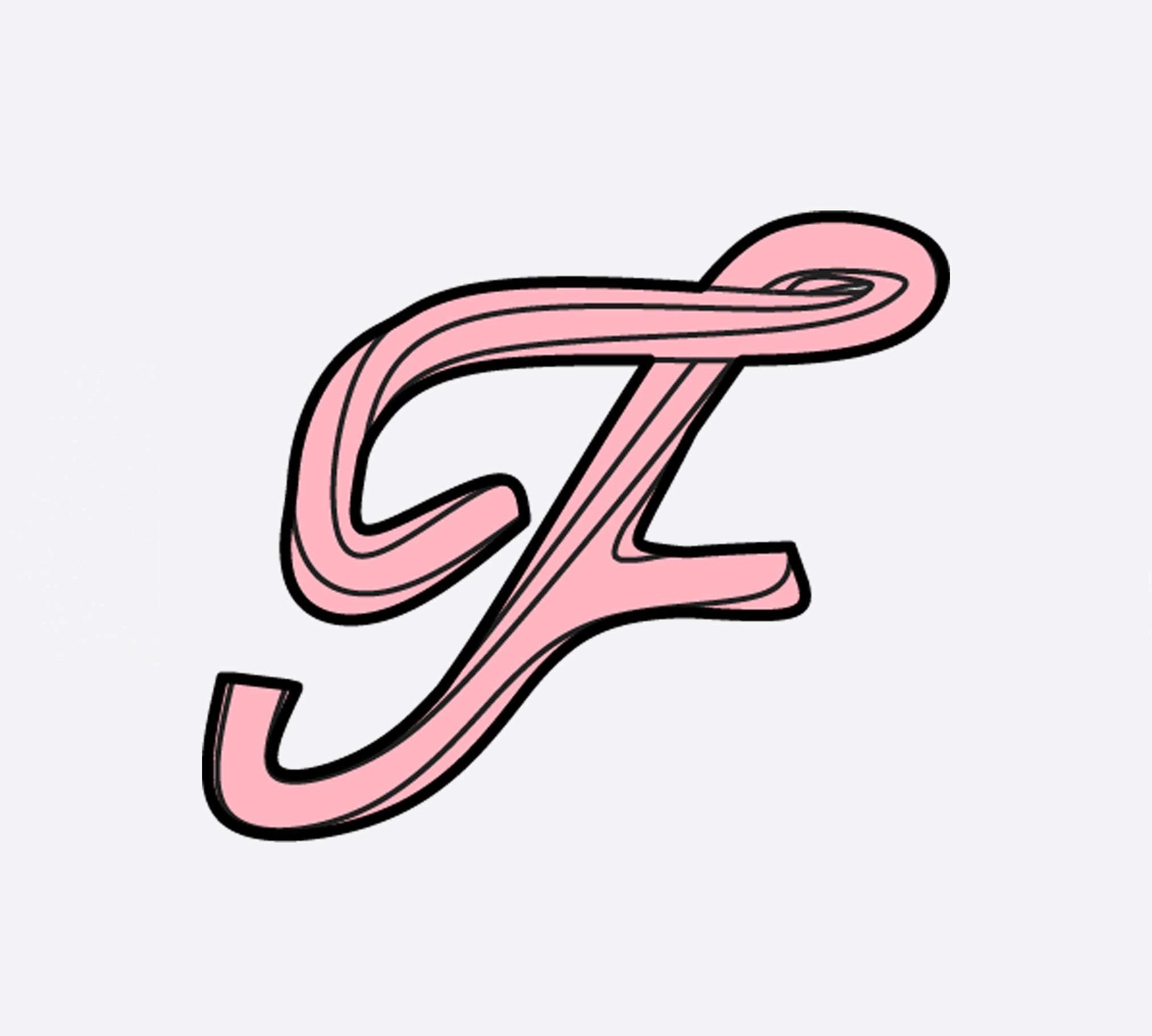 Pink LACE Heat-Press Sticker letter F with unique graphic design