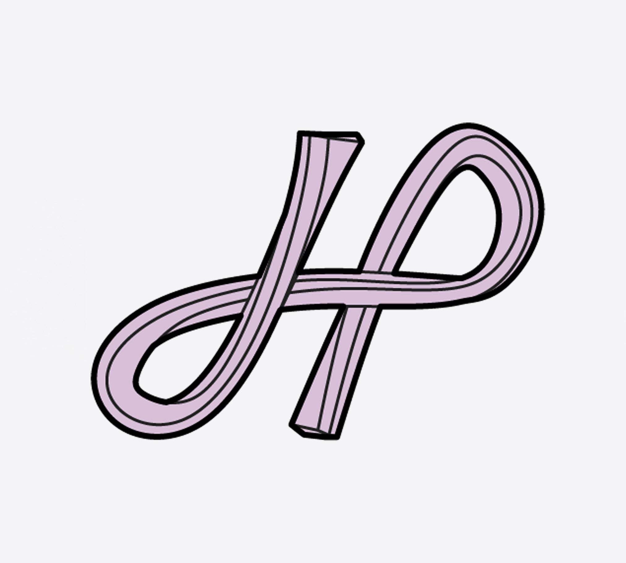 LACE Heat-Press Sticker in pink with unique twisted ribbon design for tote bag customization