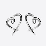 Heart studs earrings in sterling silver and 18K rose gold vermeil with lace design