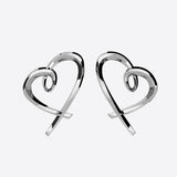 Heart studs earrings in sterling silver and 18K rose gold vermeil with lace design