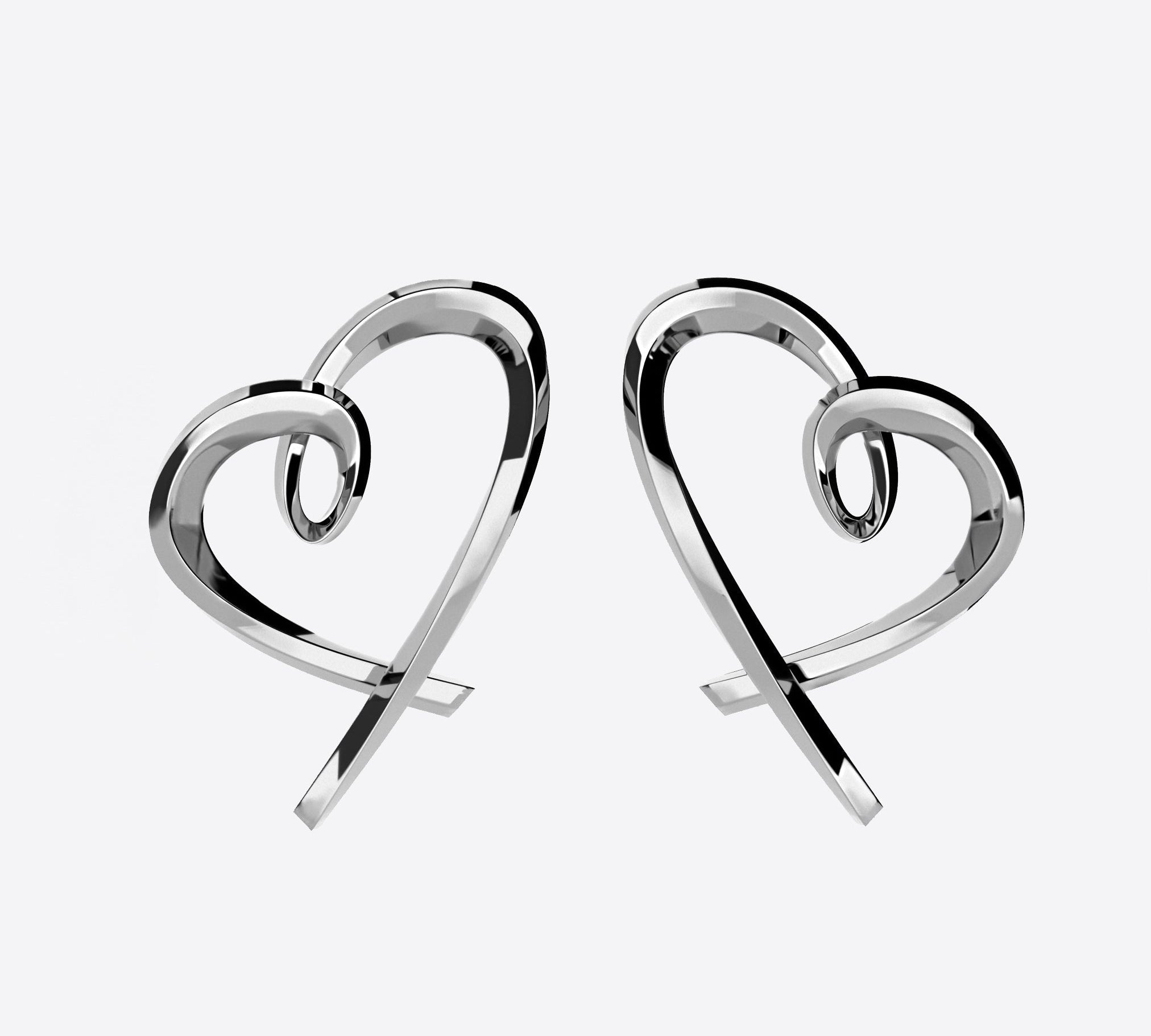 Heart studs earrings in sterling silver and 18K rose gold vermeil with lace design
