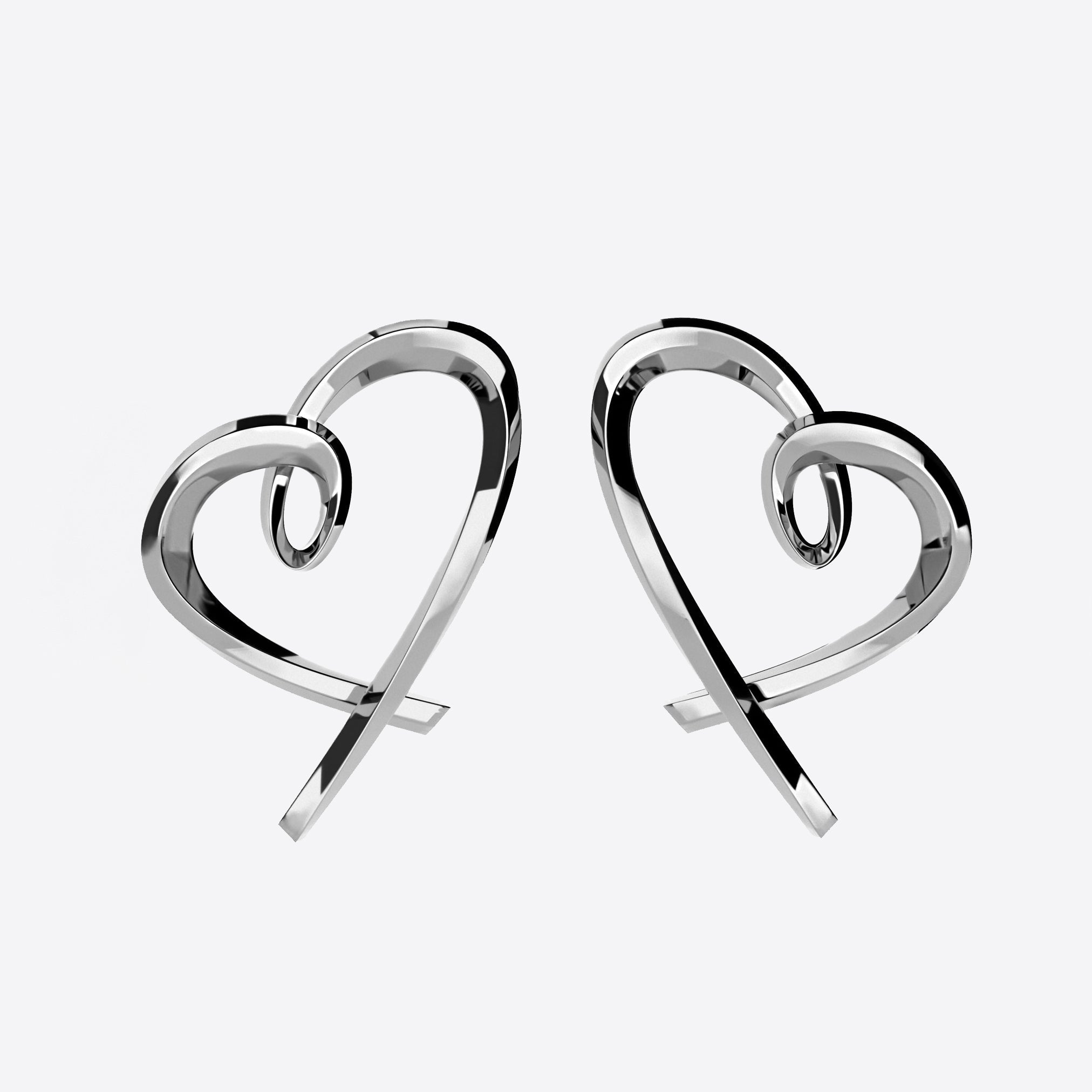 Heart studs earrings in sterling silver and 18K rose gold vermeil with lace design