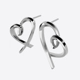 Heart studs earrings with lace design in sterling silver and rose gold vermeil