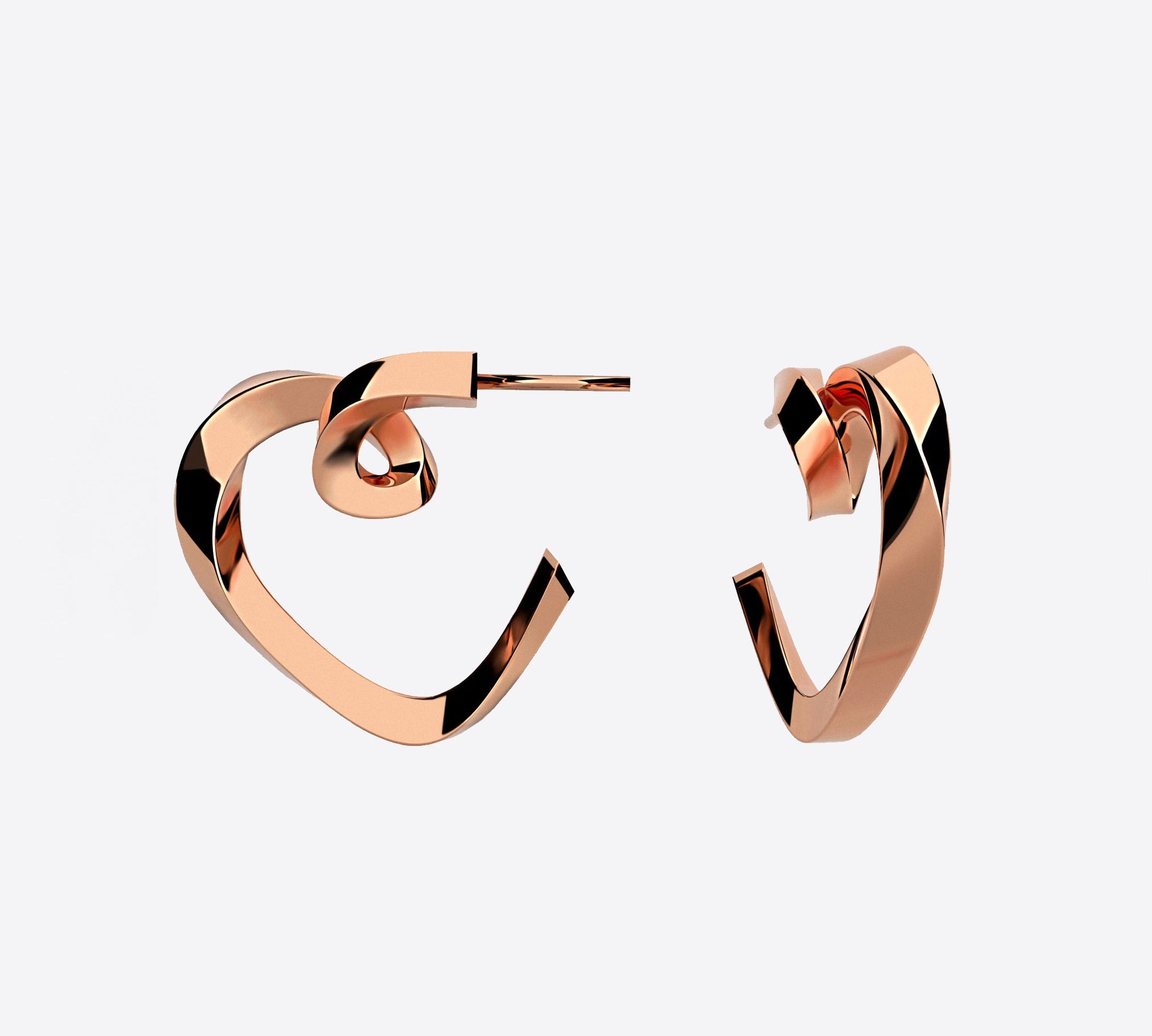 Heart Mini Hoop earrings with lace heart design in sterling silver and rose gold vermeil