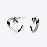 Heart Mini Hoop earring with sculpted lace heart design in sterling silver and rose gold vermeil