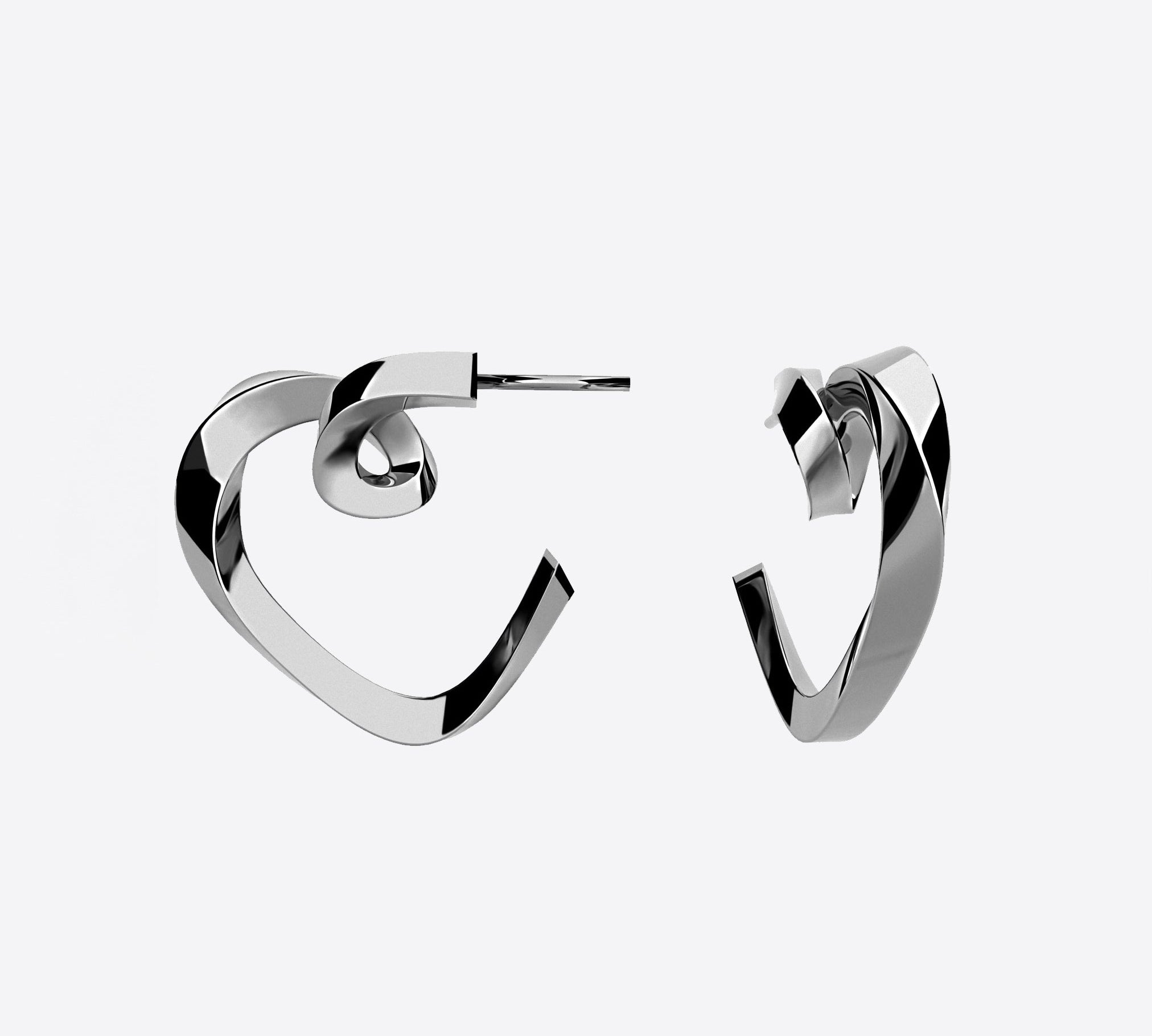 Heart Mini Hoop earring with sculpted lace heart design in sterling silver and rose gold vermeil