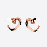 Heart Mini Hoop earrings with lace heart design in sterling silver and 18K rose gold vermeil