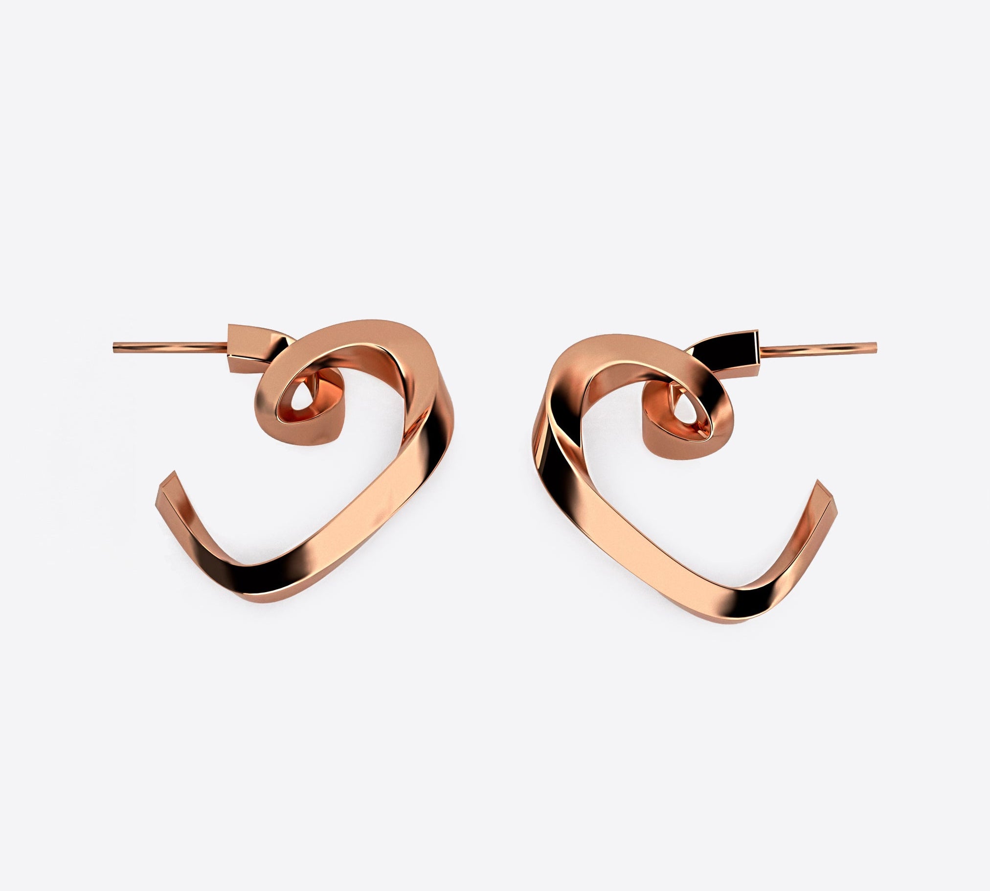 Heart Mini Hoop earrings with lace heart design in sterling silver and 18K rose gold vermeil