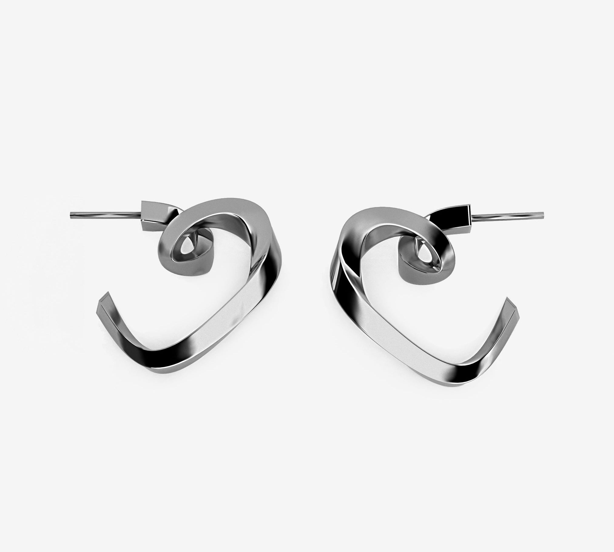Heart Mini Hoop earrings with lace-inspired heart silhouette, available in sterling silver and 18K rose gold vermeil.
