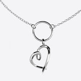 Heart Charm necklace in sterling silver with open heart design from LACE's Heart Collection