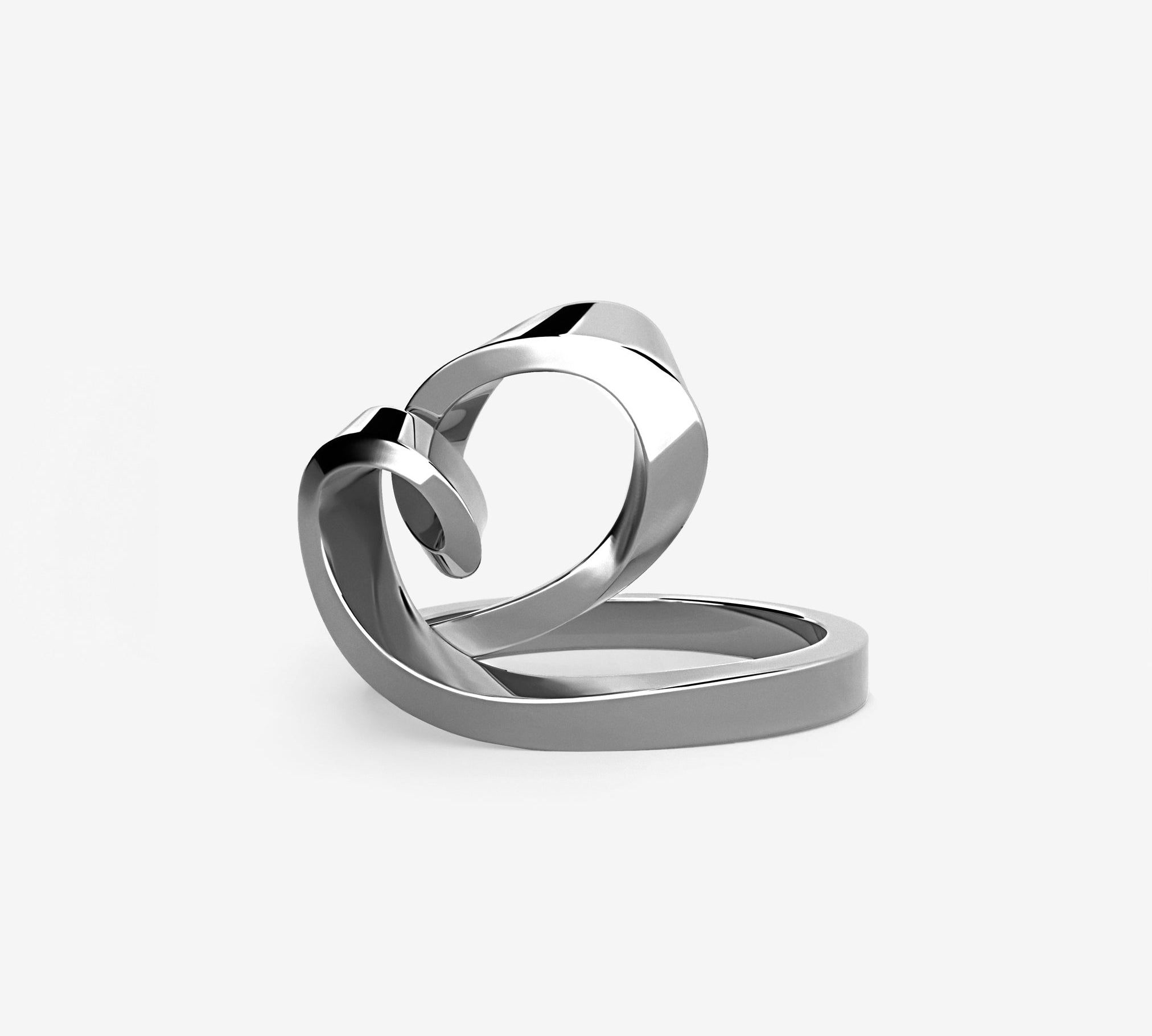 Sterling silver Heart Ring with undulating asymmetrical design and romantic sculptural curve