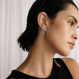 Heart studs earrings with lace lines in sterling silver and 18K rose gold vermeil, sculpted heart design