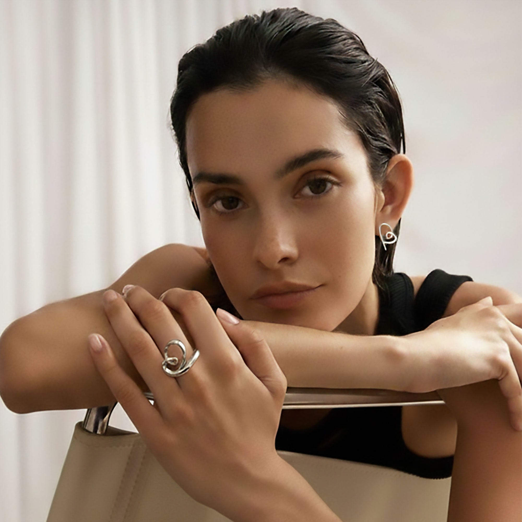 Sterling silver Heart Ring with asymmetrical heart design and sculptural curves