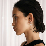 Heart Mini Hoop earrings with lace heart design in sterling silver and rose gold vermeil