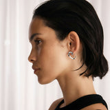 Heart Mini Hoop earrings with lace heart design in sterling silver and rose gold vermeil