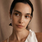 Heart Mini Hoop earrings with lace-design heart silhouette in sterling silver and 18K rose gold vermeil