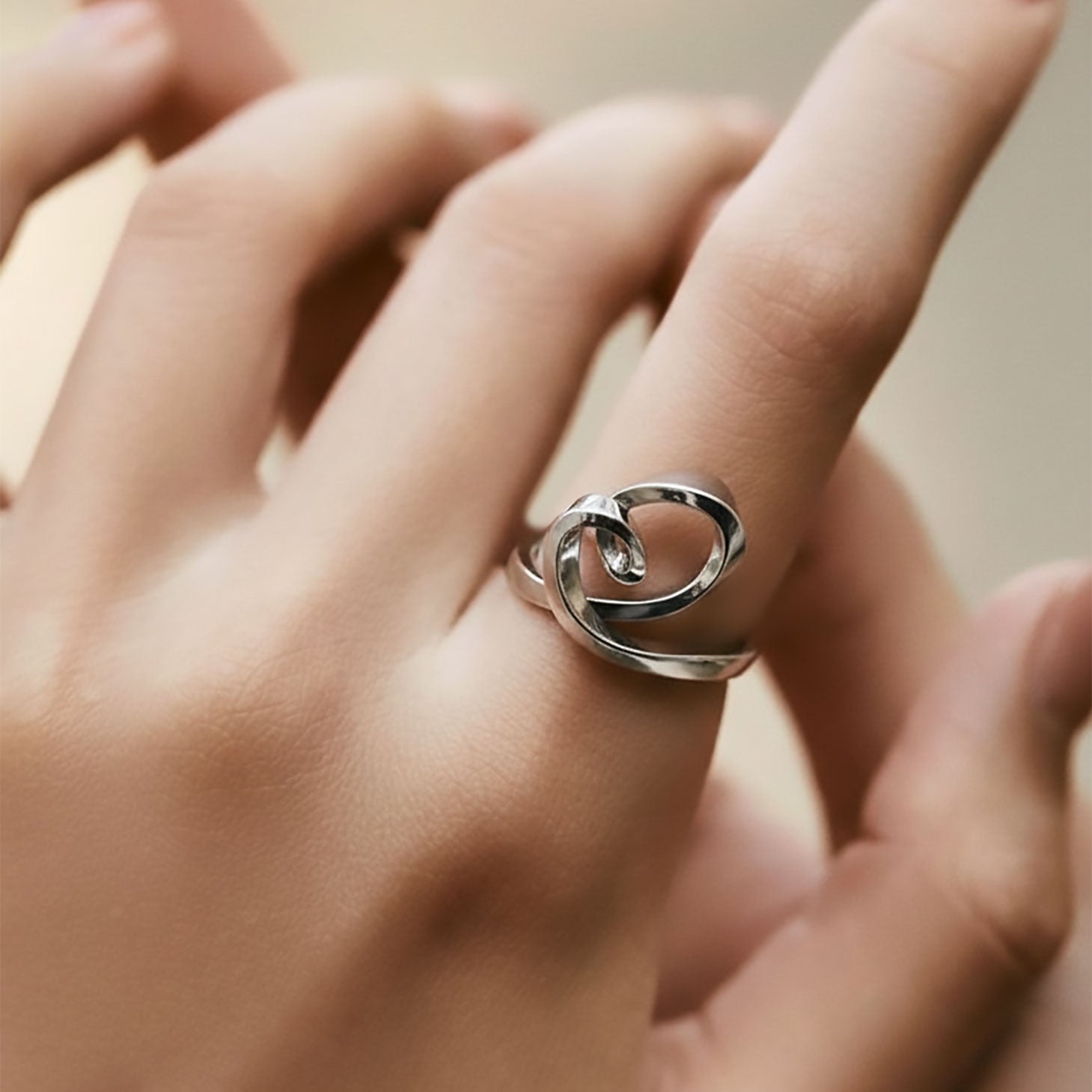 Sterling silver Heart Ring with asymmetrical heart design and sculptural curves