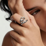 Sterling silver Heart Ring with an asymmetrical heart design and sculptural curves
