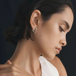 Pair of heart studs earrings in sterling silver with lace design and custom pouch