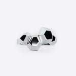 Modern sculptural Hexa Ring- Top in polished sterling silver with hexagonal faceted design