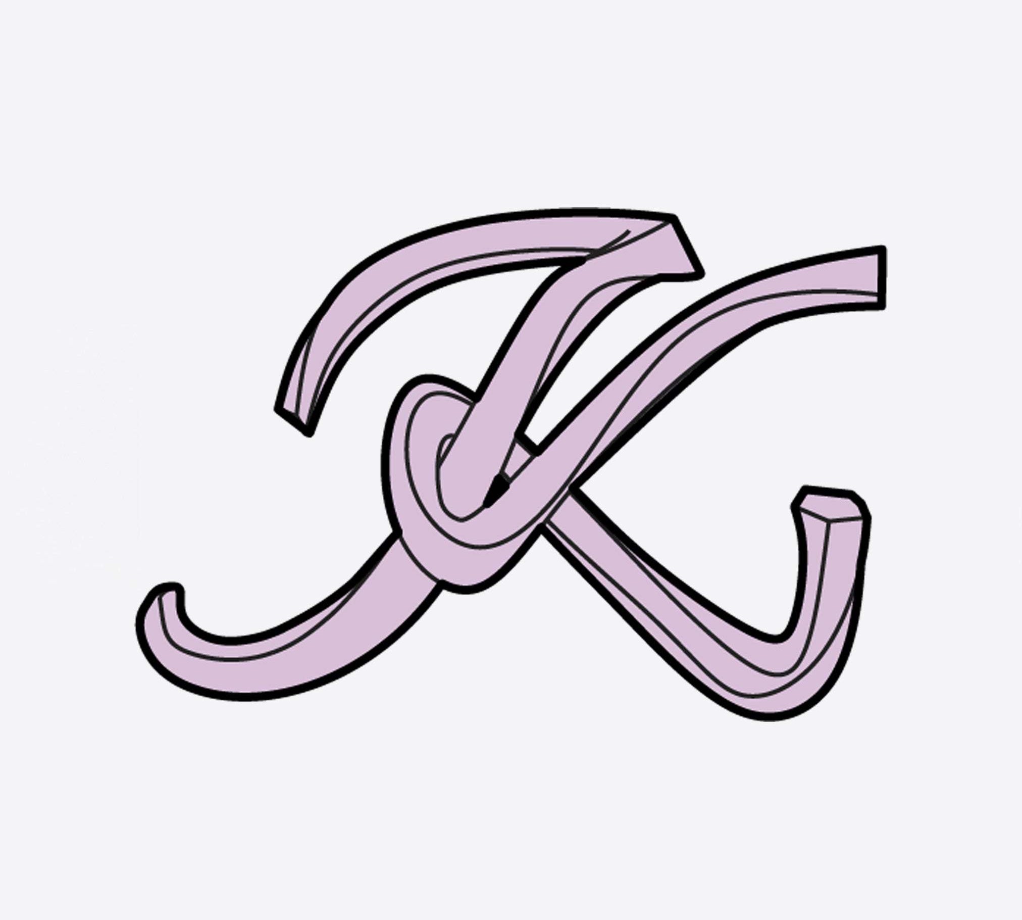 LACE Heat-Press Stickers violet letter K design iron-on graphic for tote bags