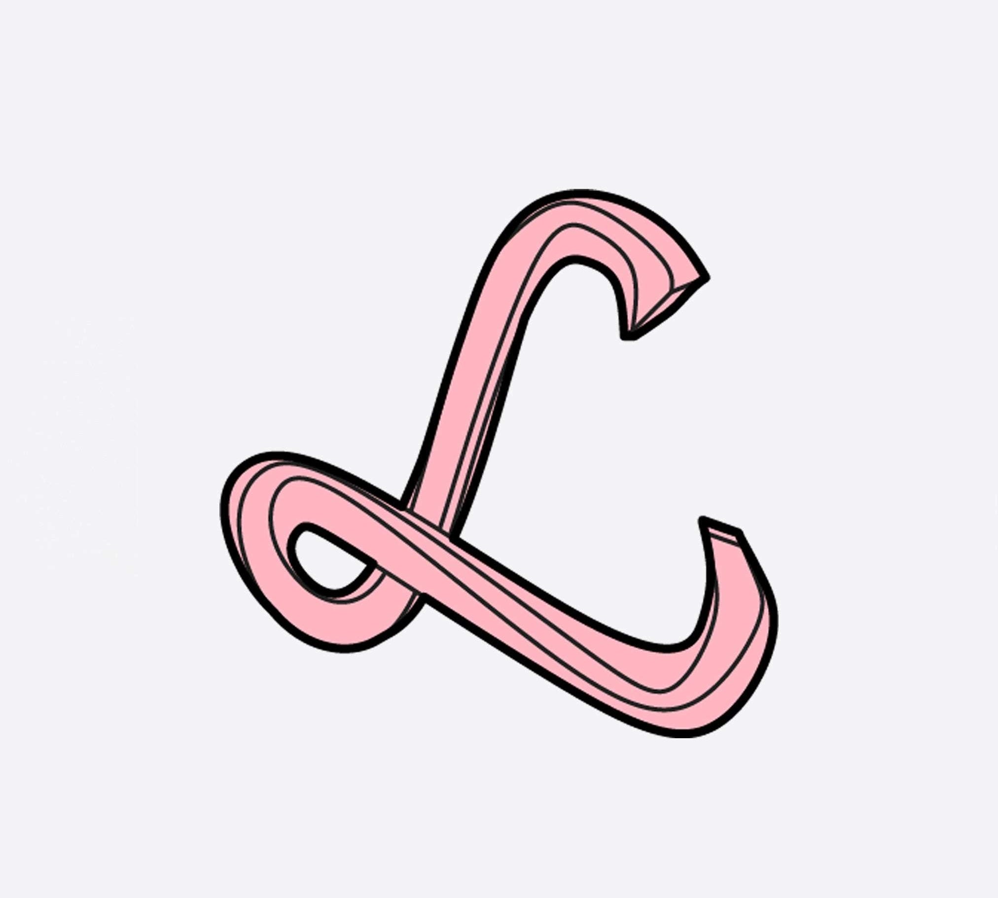 Pink LACE Heat-Press Sticker shaped like letter L for iron-on customization
