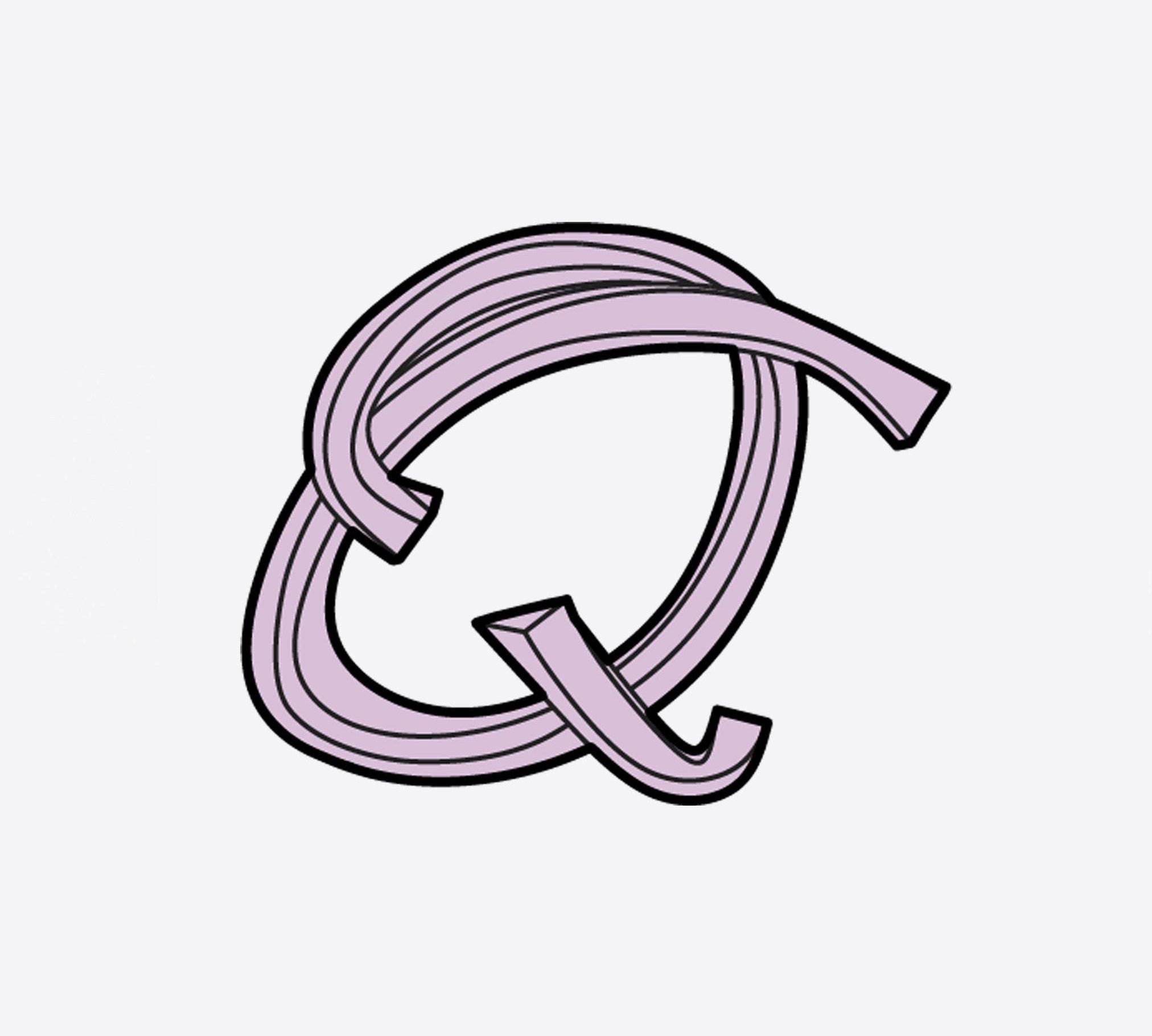 LACE Heat-Press Sticker letter Q in violet color with signature design