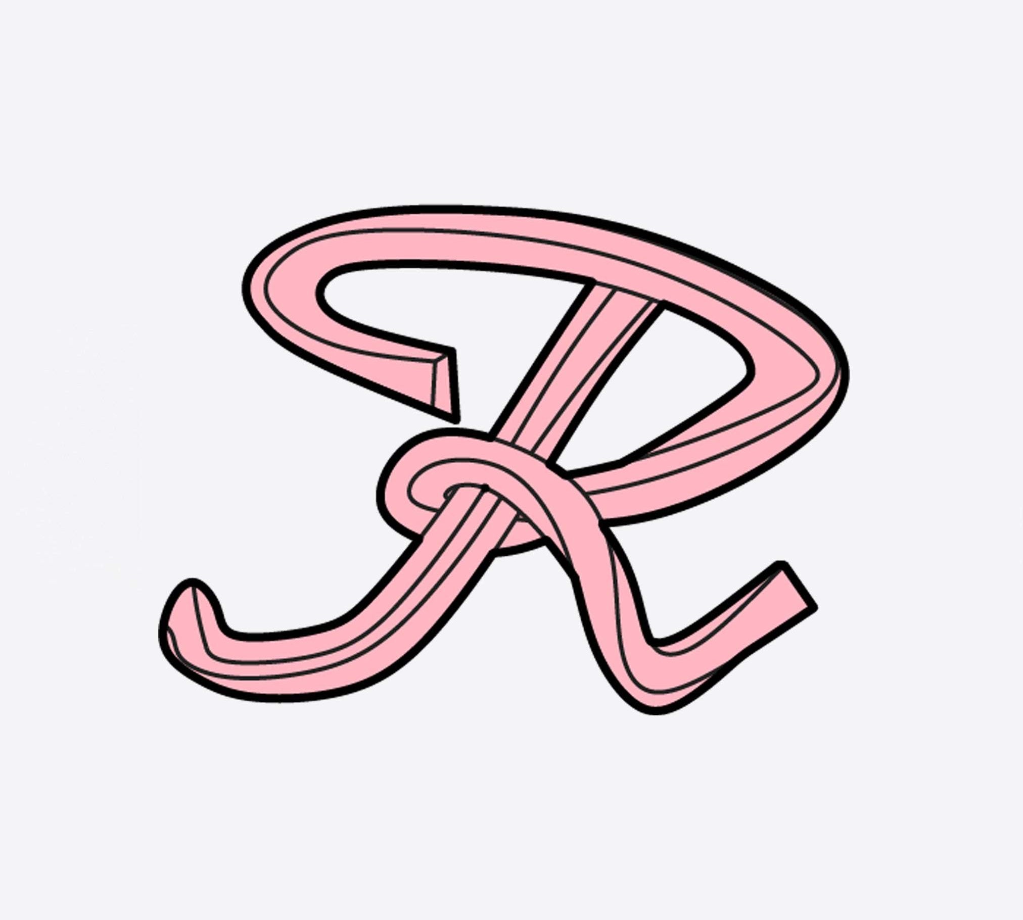 Pink LACE Heat-Press Sticker in letter R design for custom tote bags