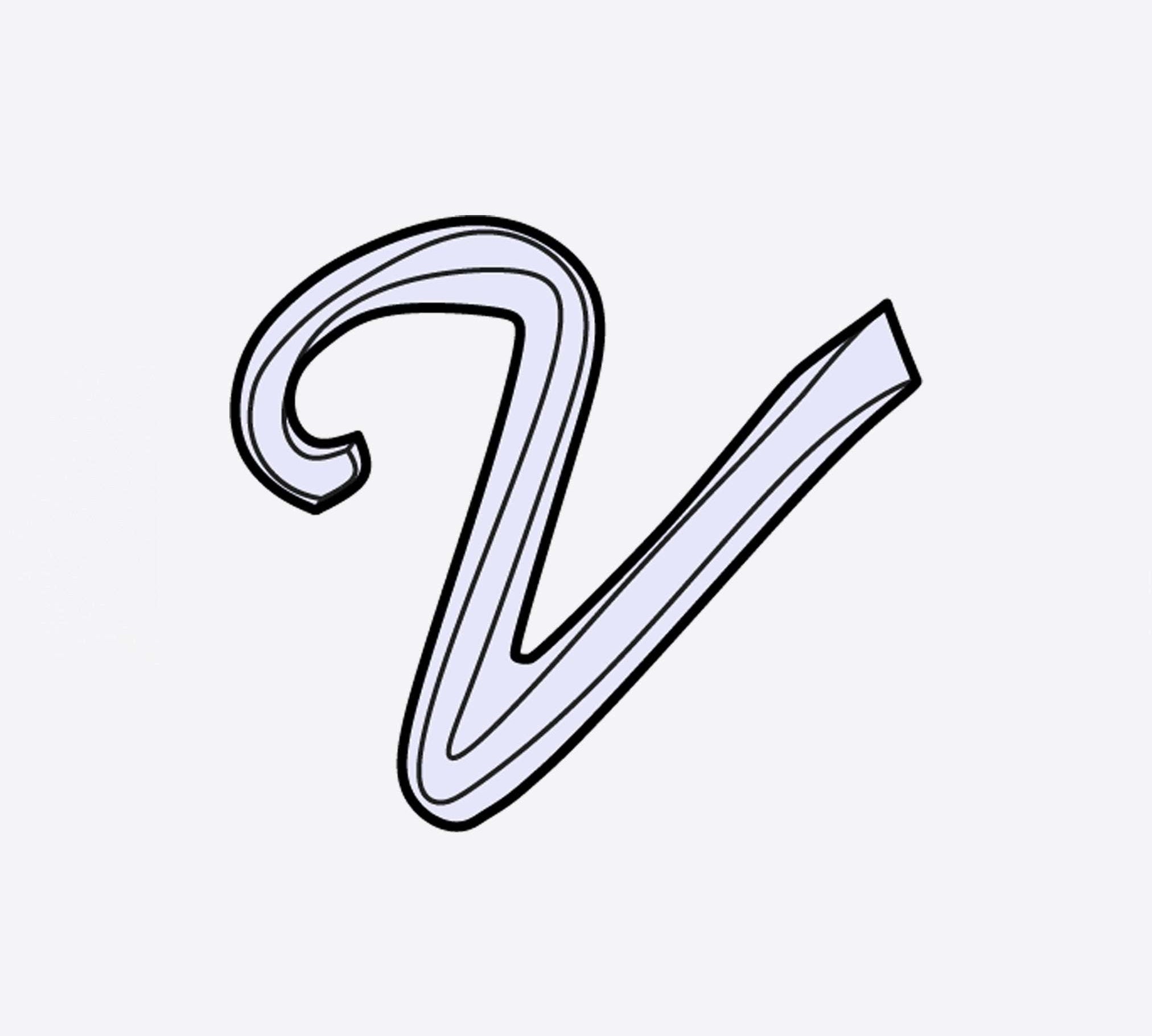 LACE Heat-Press Sticker letter V in violet color for tote bag personalization