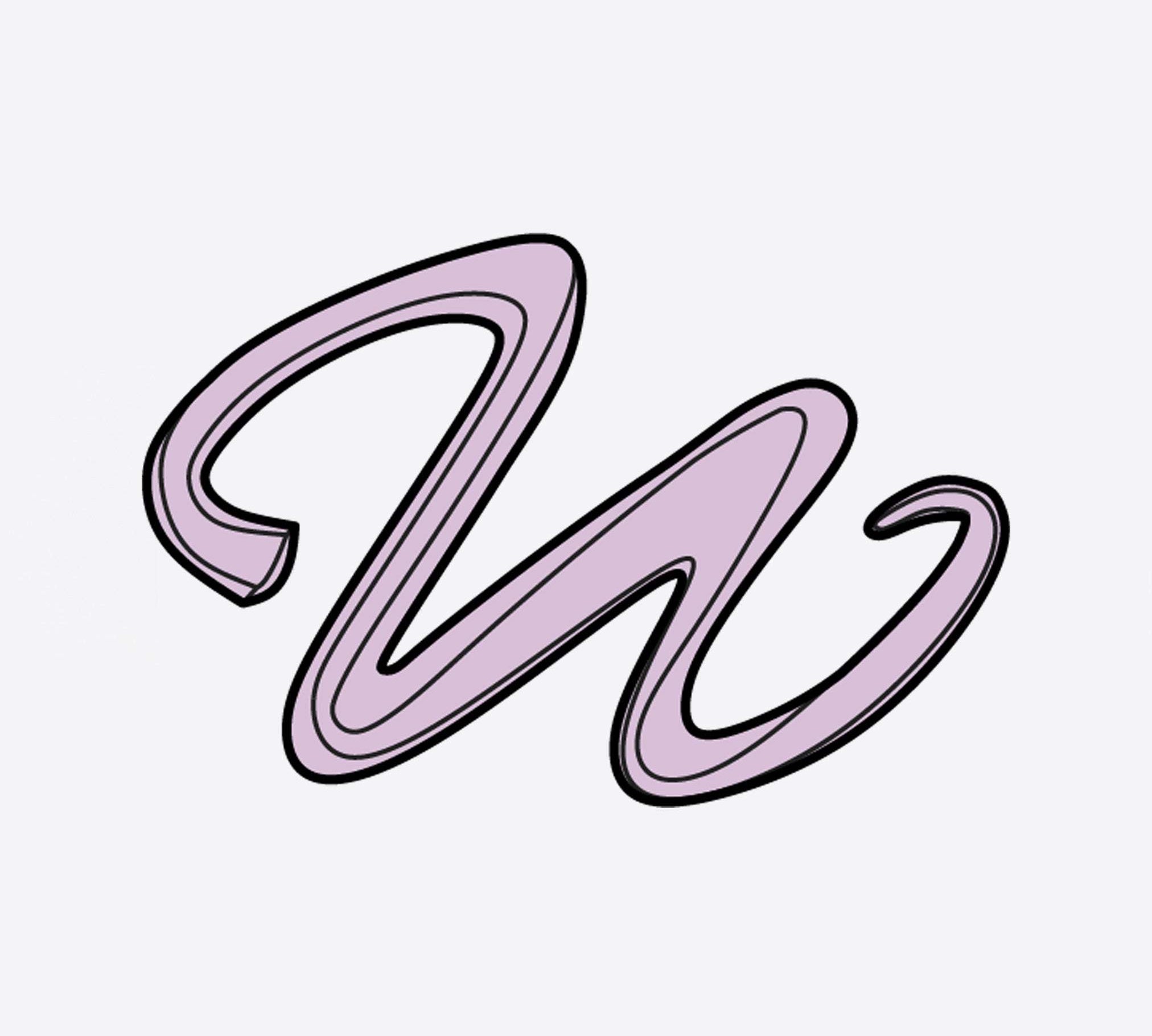 LACE Heat-Press Sticker in violet stylized letter W for tote bag customization