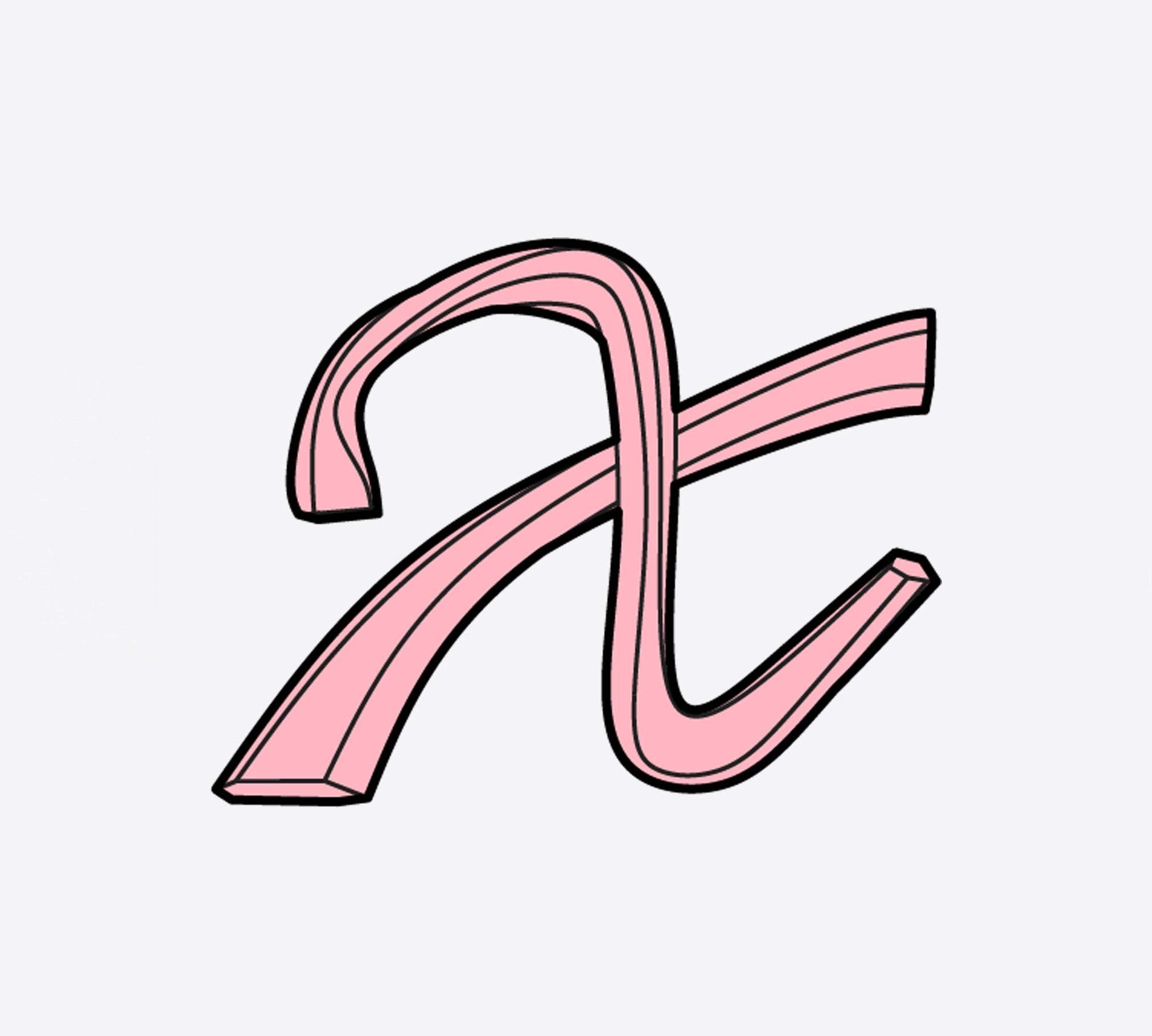 Pink LACE Heat-Press Sticker letter X with unique petal-inspired design