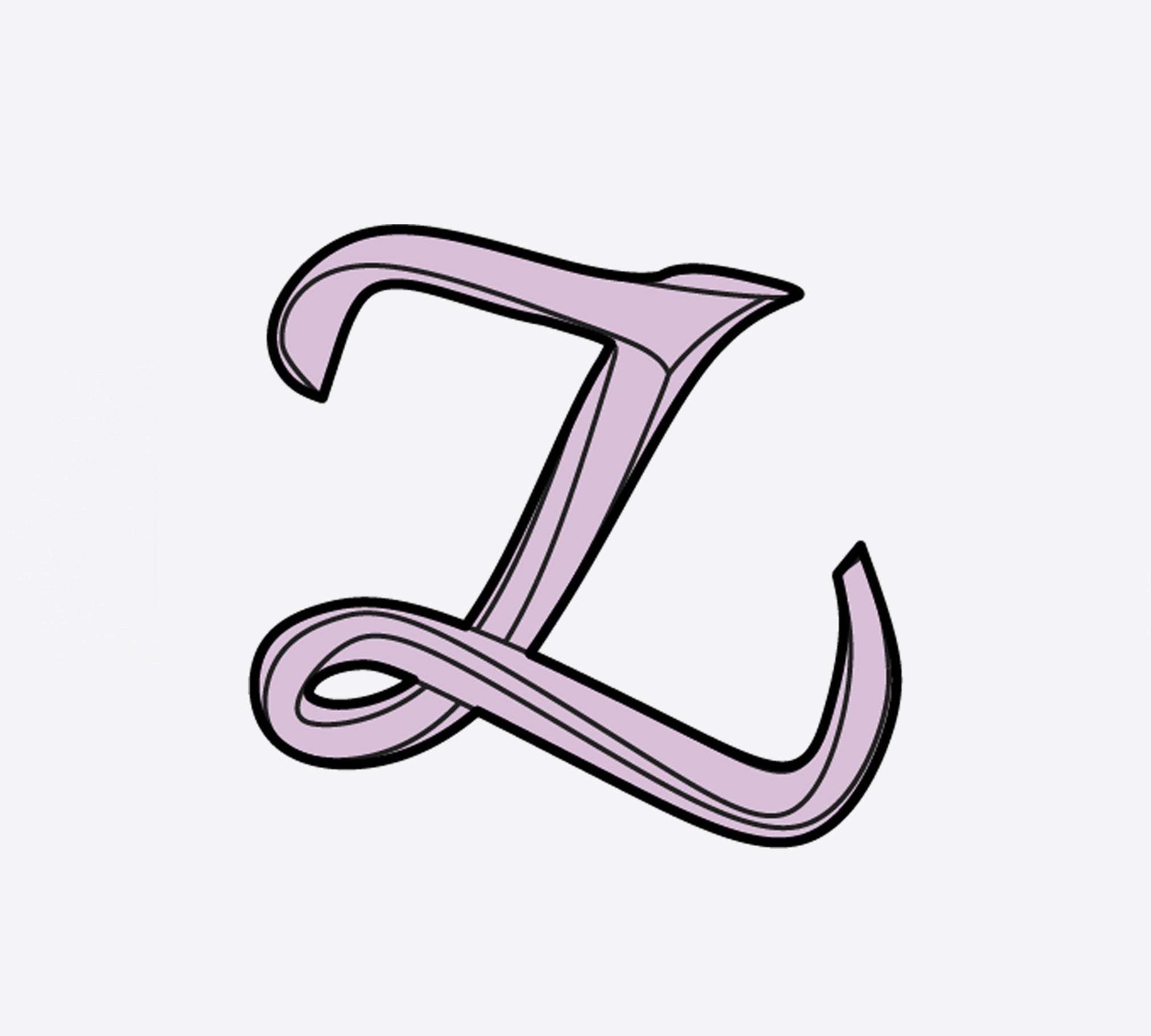 LACE Heat-Press Sticker letter Z in pink-purple gradient with decorative design for tote customization