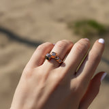 Hexa Ring- Base geometric sterling silver ring on hand with polished hexagonal facets