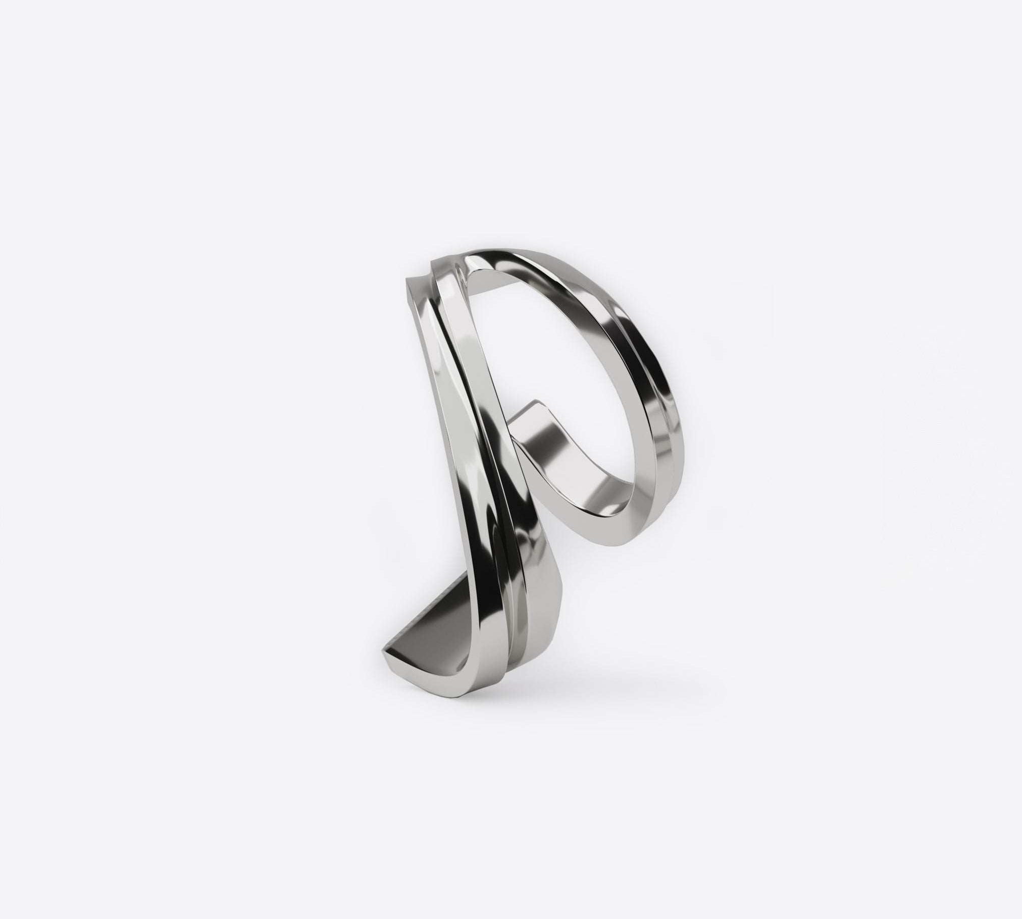 Cascade Ear Cuff sterling silver with flowing sculptural design and elegant curves