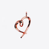 Modern heart charm necklace in sterling silver and 18K rose gold vermeil