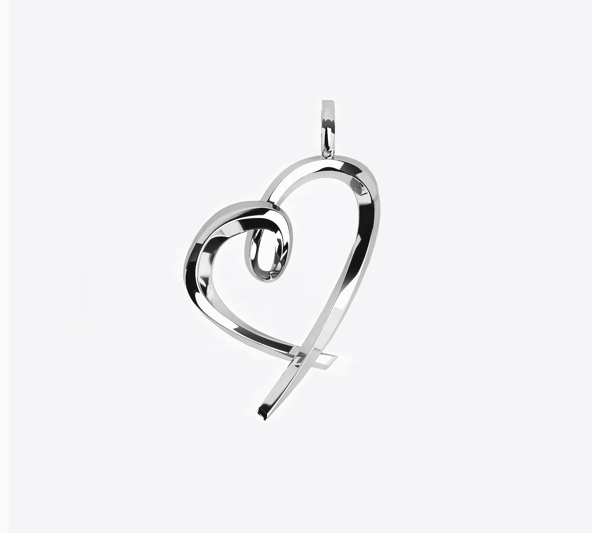 Minimalist Heart Charm necklace in sterling silver with geometric design